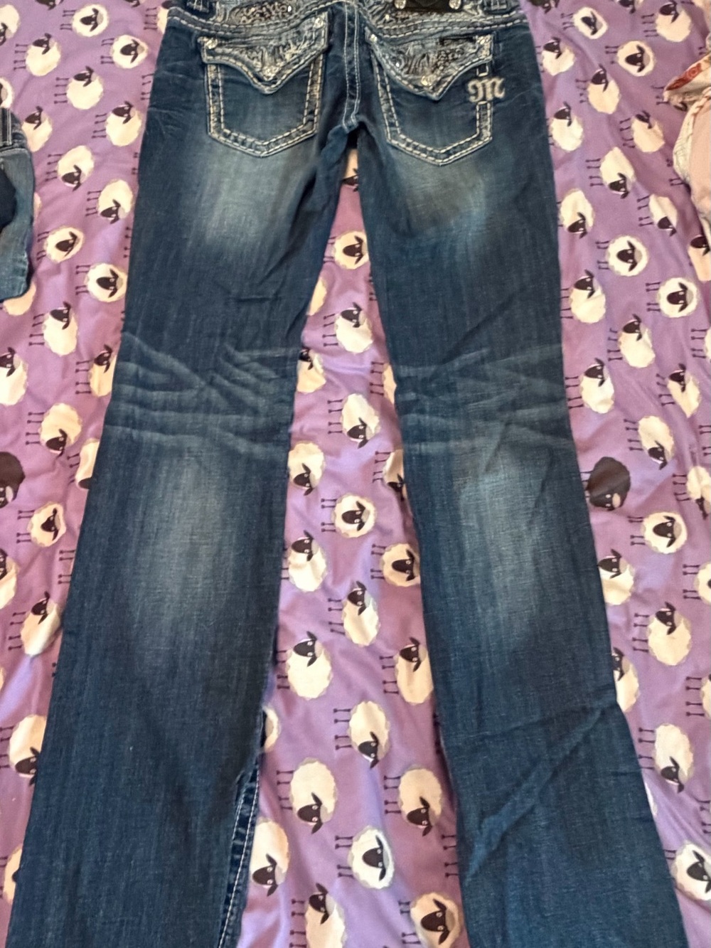 Miss Me Blue Bootcut Jeans with Embellished Back Pockets, 29